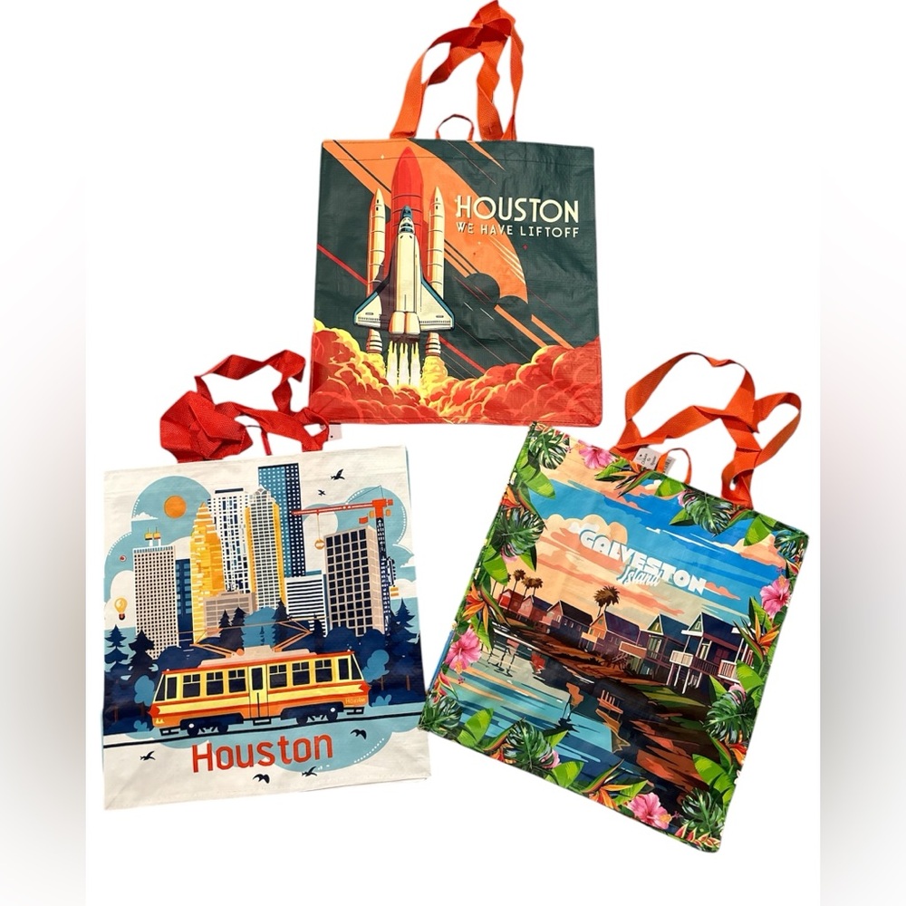 NWT Houston Themed Reusable Bags lot of 3